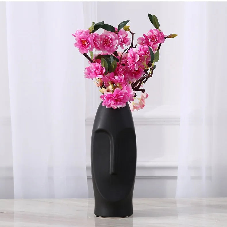 Chinese Modern Ceramic Vase for Wedding Decoration Home Decor Living Room Decoration Porcelain Vase Figure Head Shape Vase