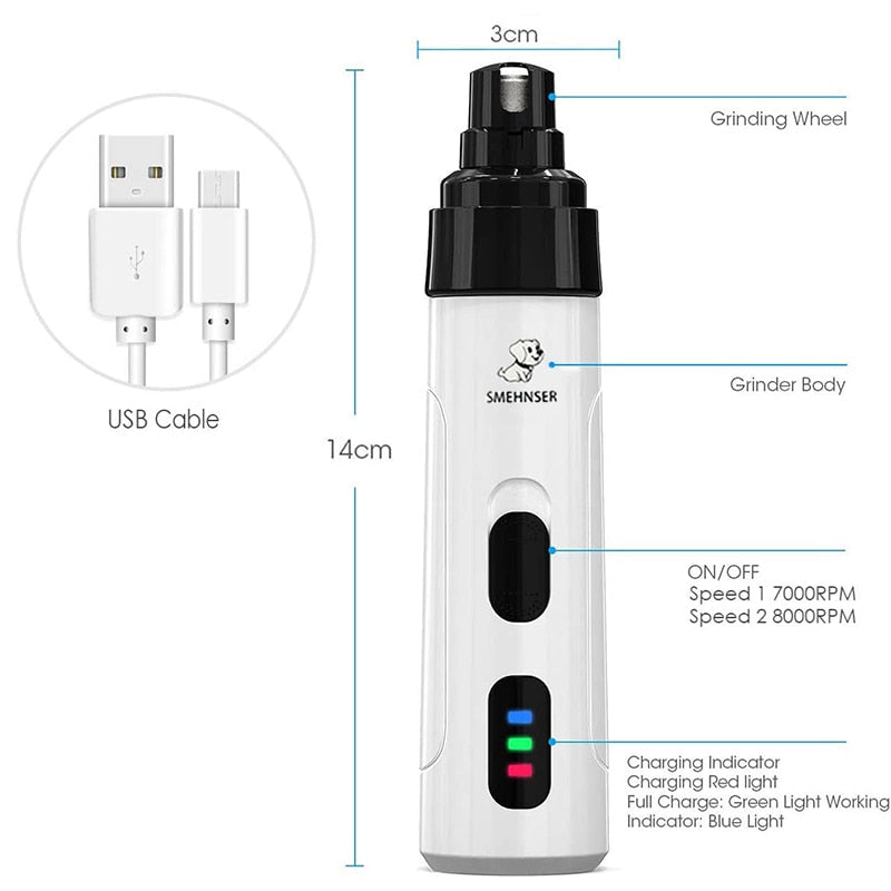 Electric Dog Nail Clippers Rechargeable USB charging