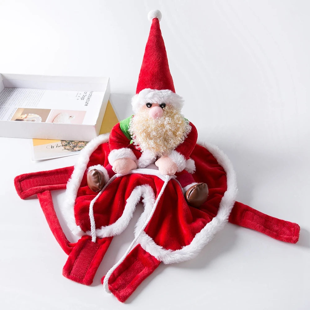 Xams Santa Pet Dog Costume Christmas Pet Clothes Santa Claus Riding Pet Cosplay Costumes Gifts Outfit for Small Medium Dogs Cats
