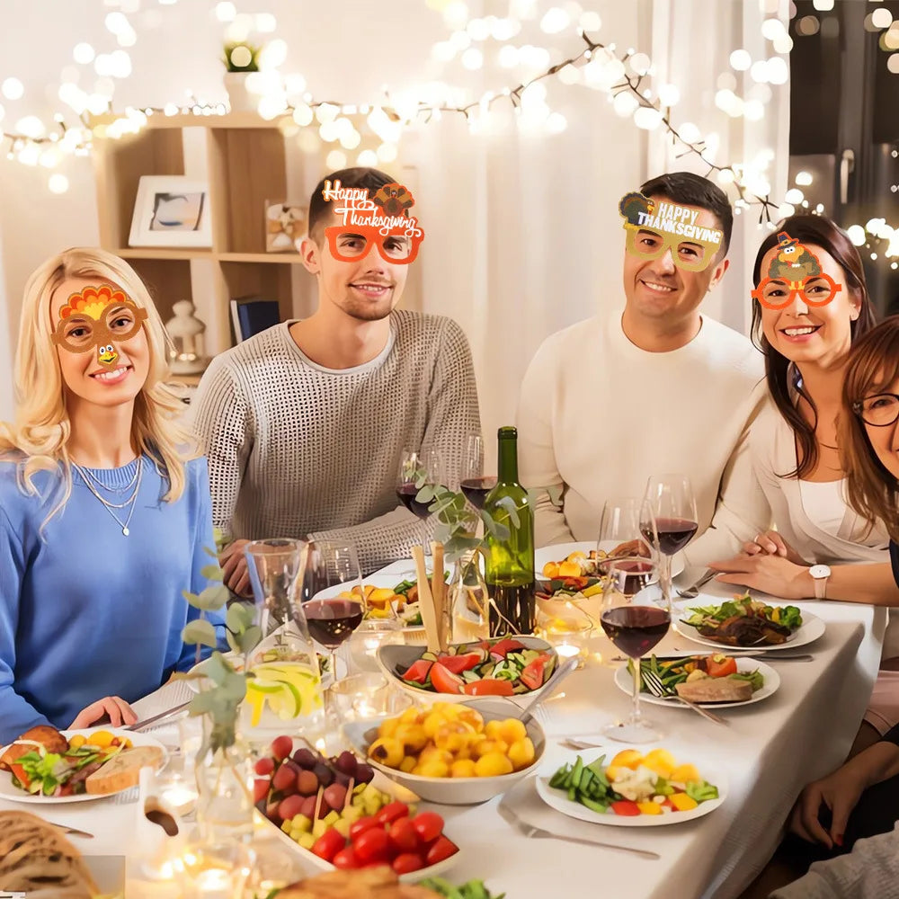 Cartoon Turkey Non woven Glasses Thanksgiving Party Decorations For Home Turkey Day Theme Glasses Photography Props