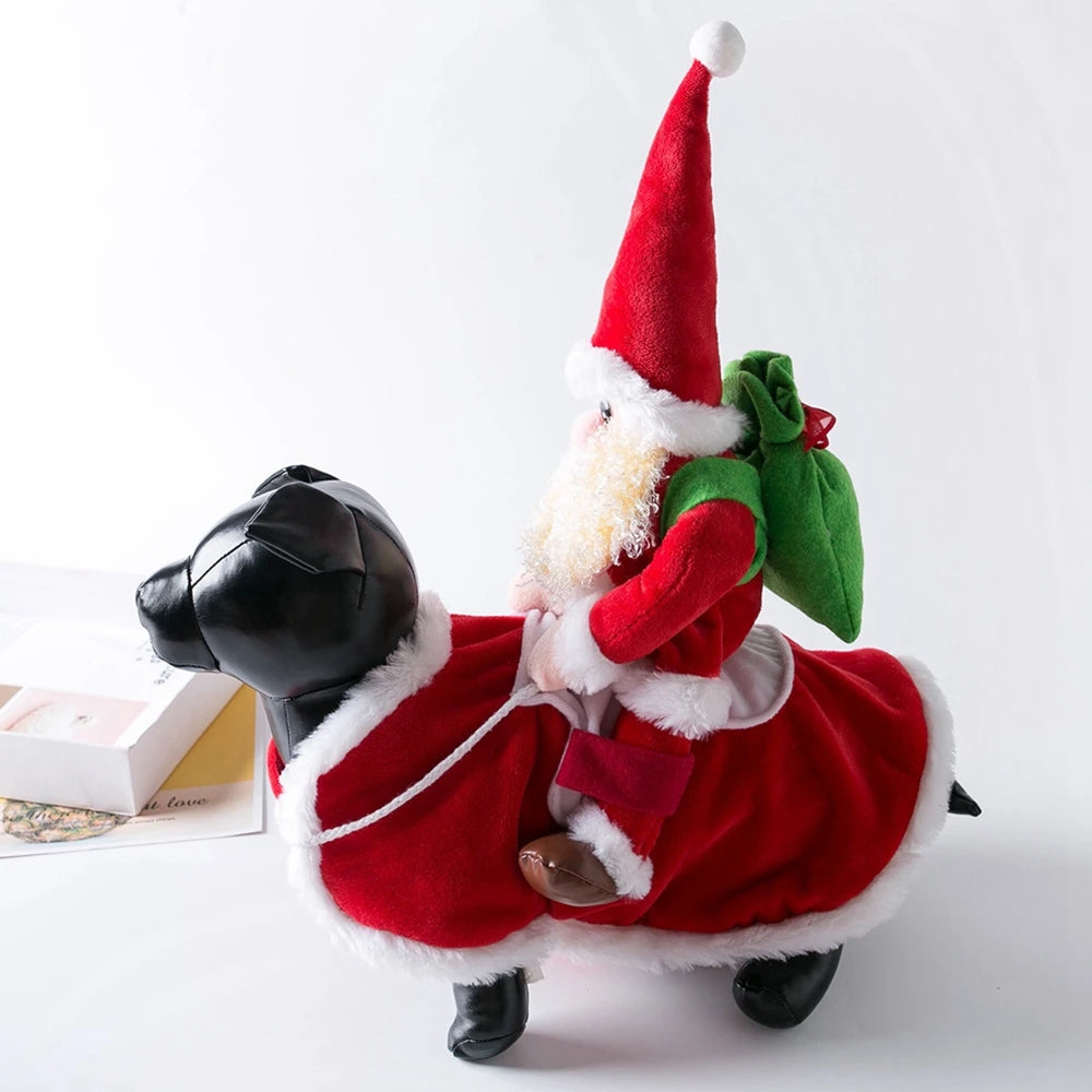 Xams Santa Pet Dog Costume Christmas Pet Clothes Santa Claus Riding Pet Cosplay Costumes Gifts Outfit for Small Medium Dogs Cats