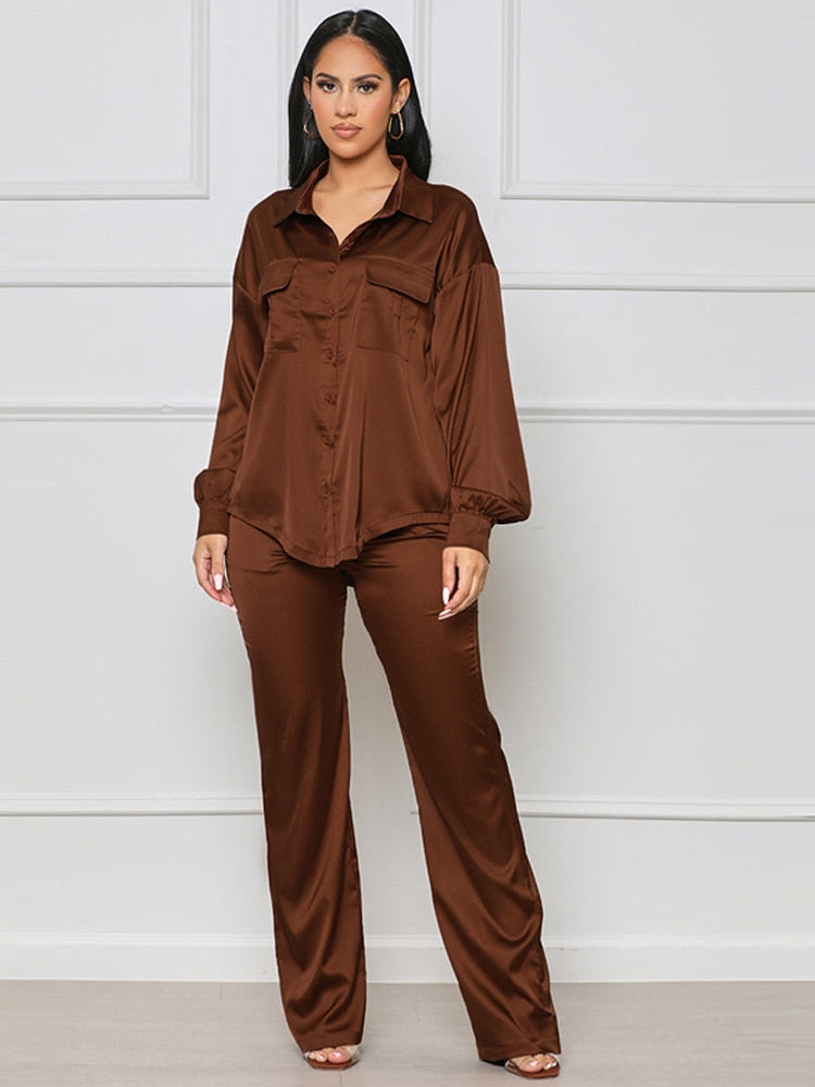 Elegant Satin Women Matching Sets "I mean business "