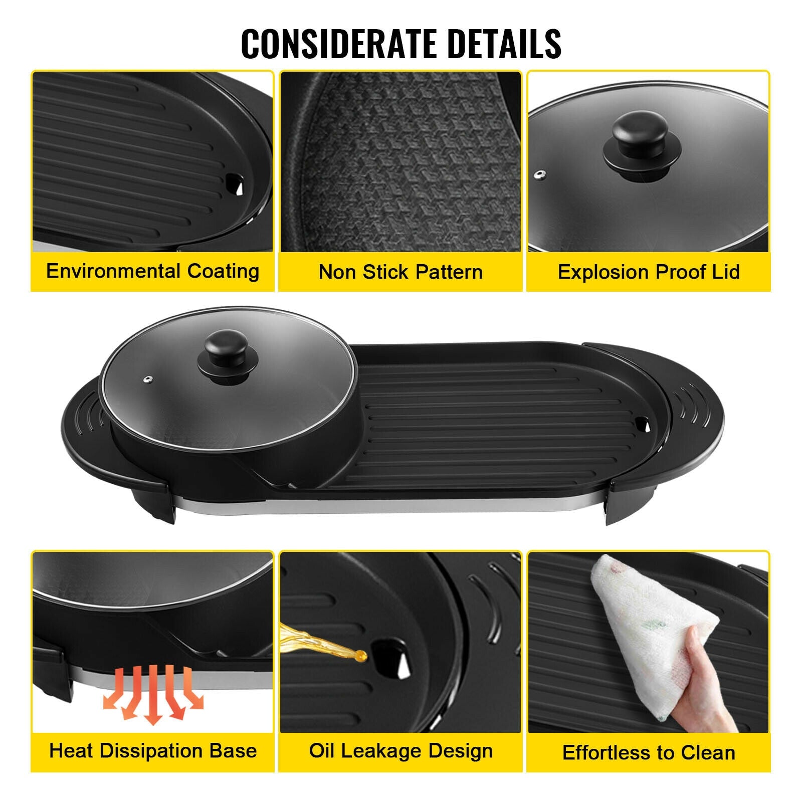 1 electric portable pan grill hot pot - 1