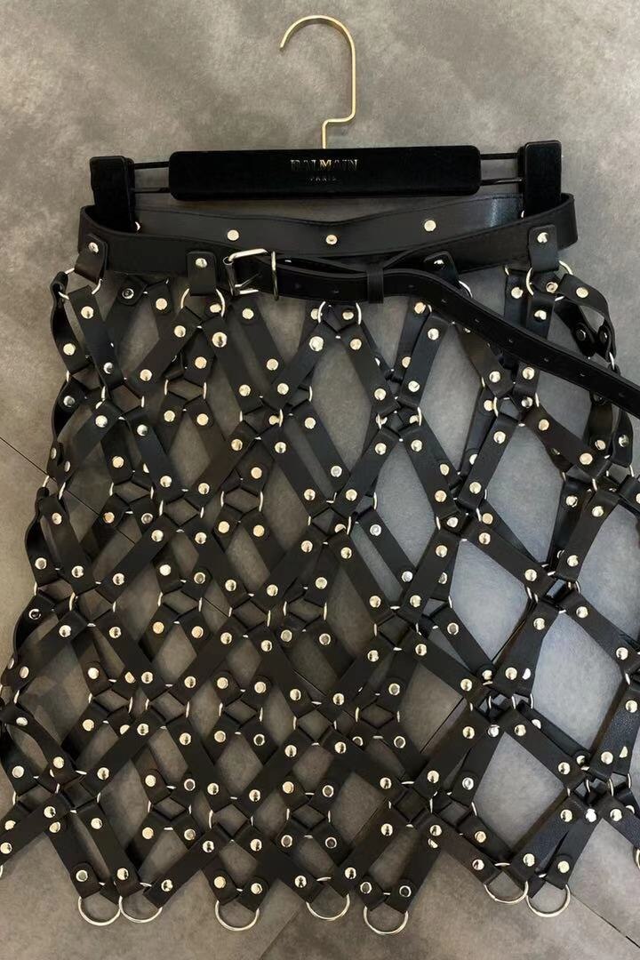 Leather Skirt Women Sexy  Hollowed