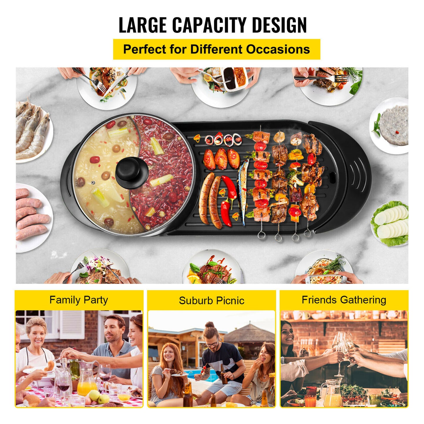 1 electric portable pan grill hot pot - 5