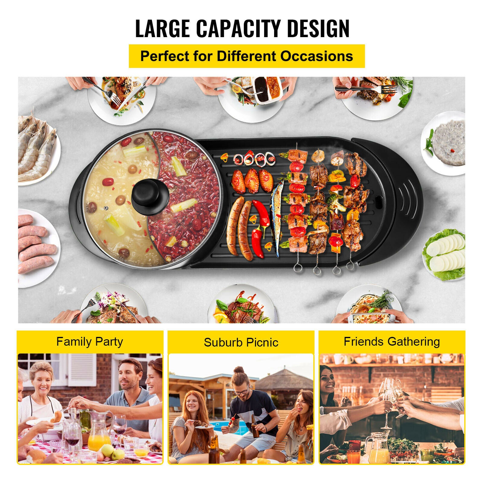 1 electric portable pan grill hot pot - 5