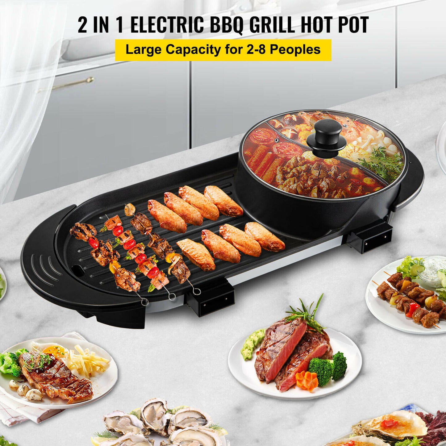 1 electric portable pan grill hot pot - 3