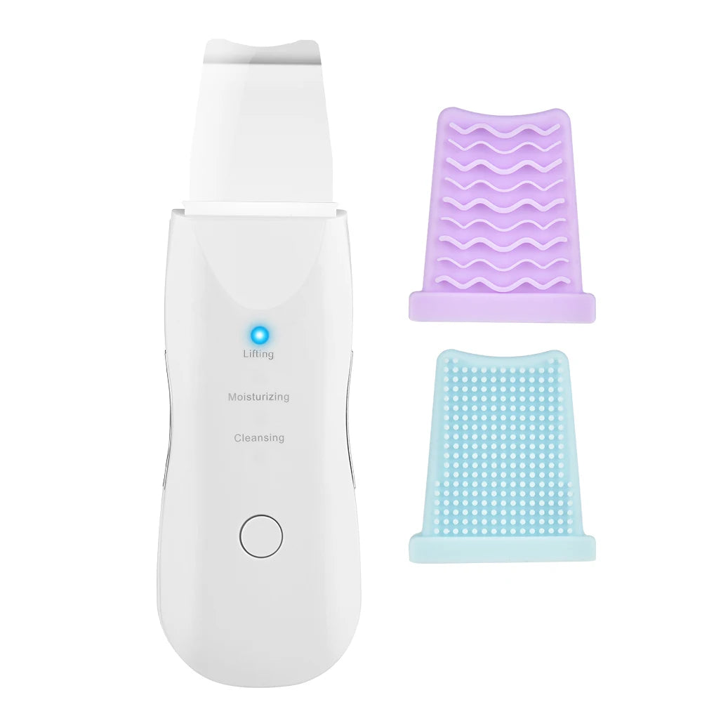 Ultrasonic Skin Scrubber Rechargeable Ion Deep Face Cleaning Vibration Massager Acne Blackhead Removal Cleanser Exfoliating Pore