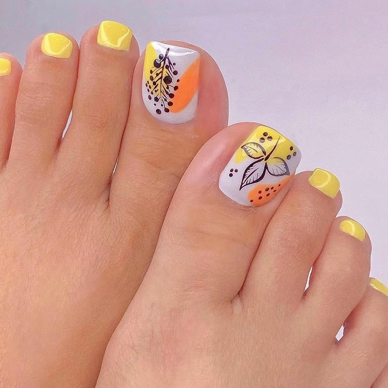 Stylish 24pcs Press on Toe Nails