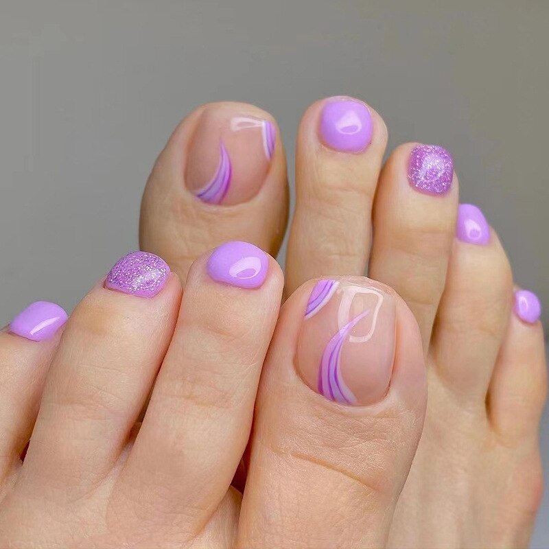 Stylish 24pcs Press on Toe Nails