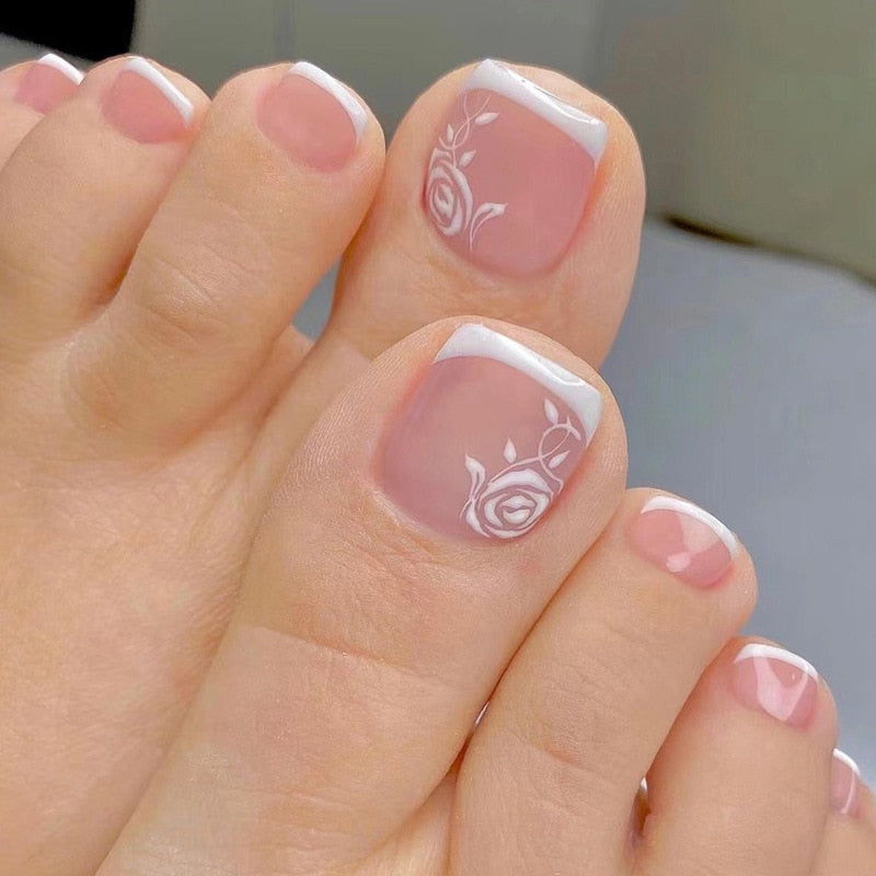 Stylish 24pcs Press on Toe Nails