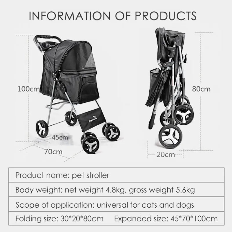 Pet Stroller Carrier for Dogs Detachable