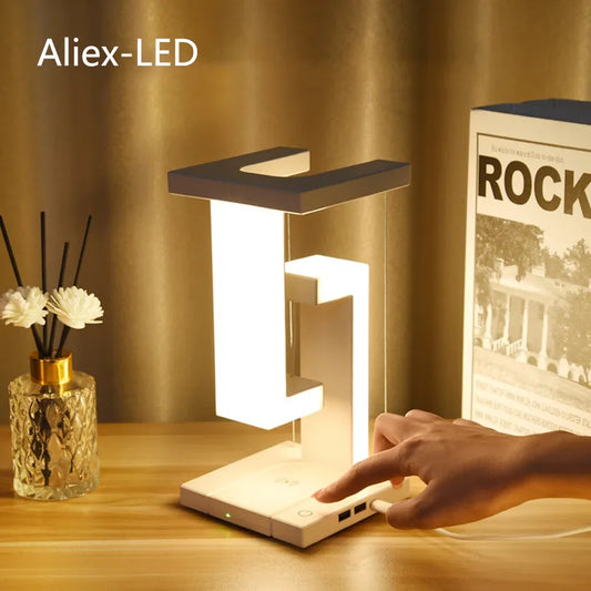 Magnetic Levitation Table Lamp Living Room Bedroom Decoration Bedside Table Lamp with  Smartphone Wireless Charging Night Light