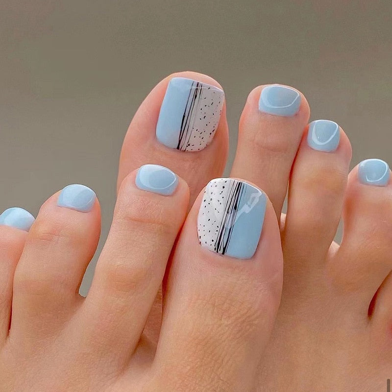Stylish 24pcs Press on Toe Nails