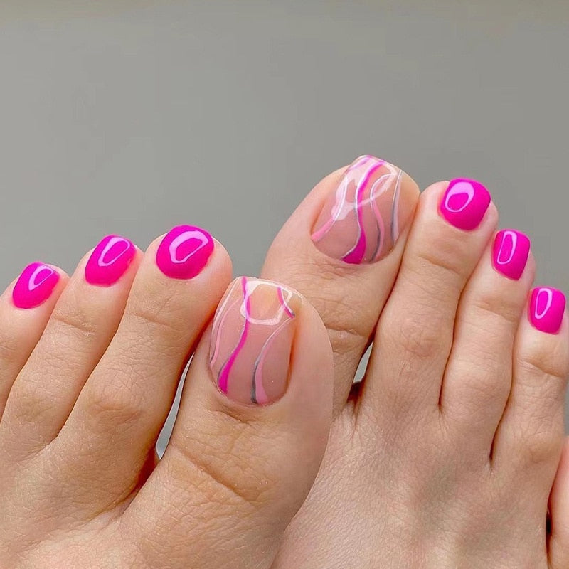 Stylish 24pcs Press on Toe Nails