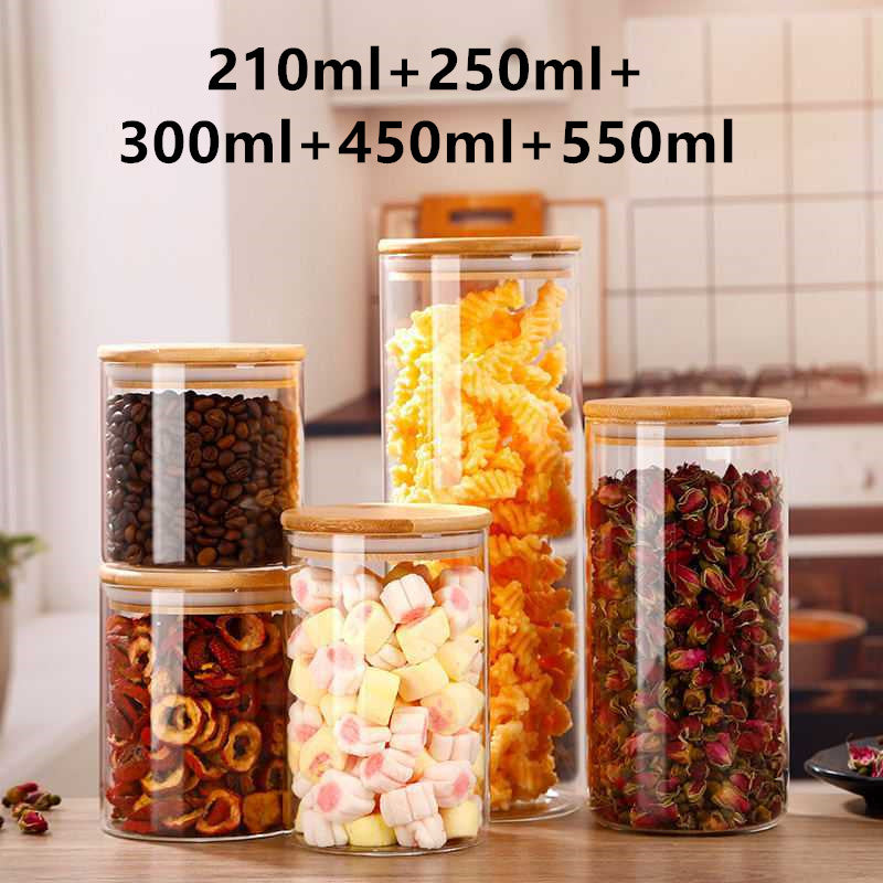 Glass Storage Jar With Bamboo Cover
