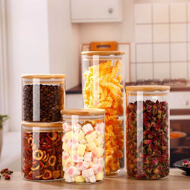 Glass Storage Jar With Bamboo Cover