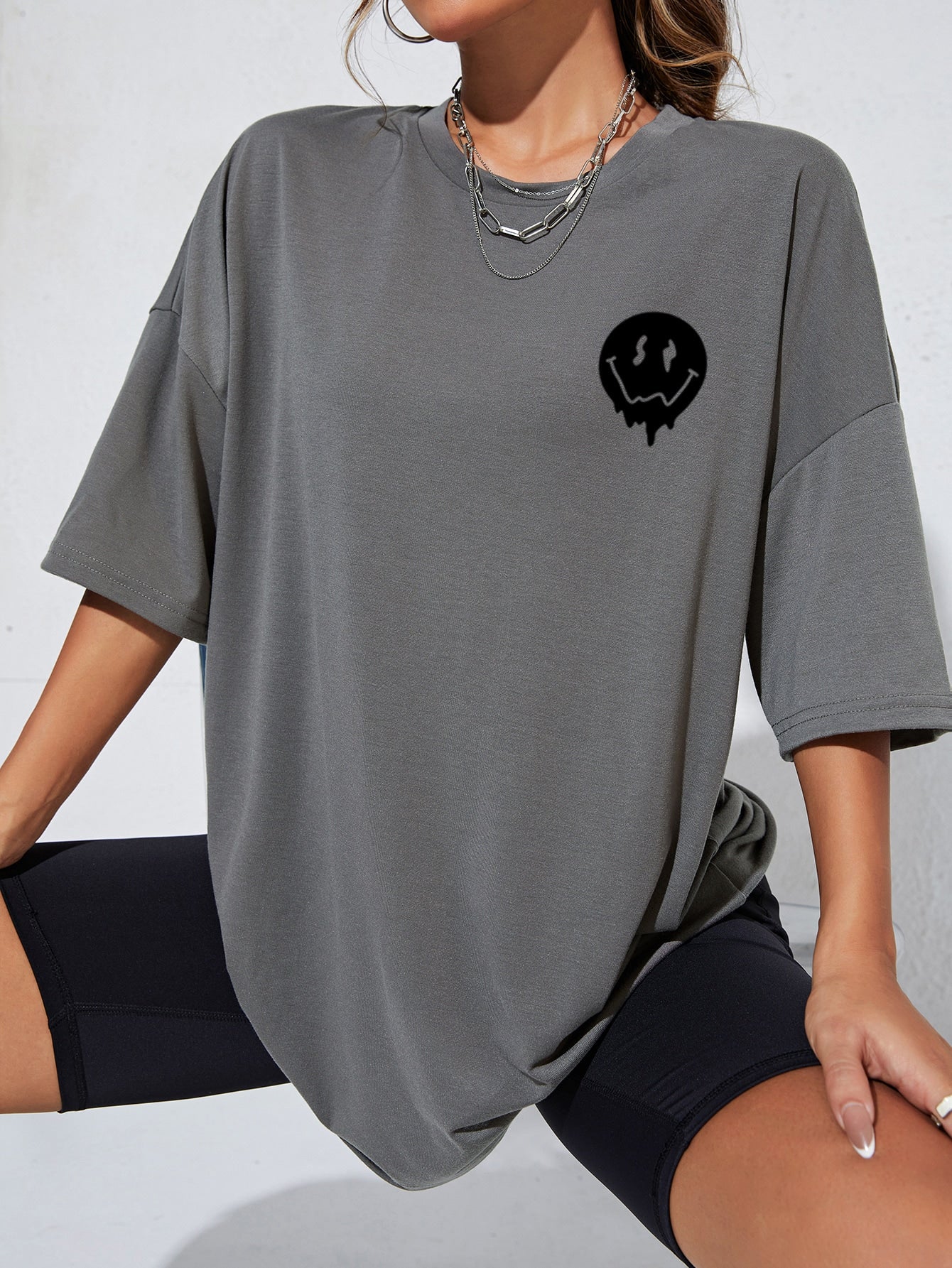 Expression Slogan Graphic Drop Shoulder Tee