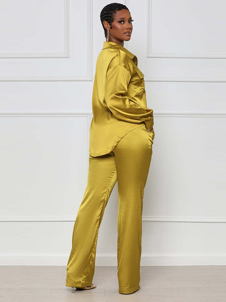 Elegant Satin Women Matching Sets "I mean business "