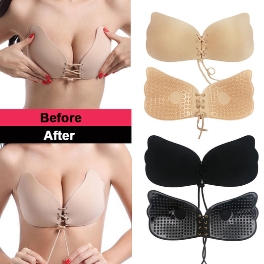 Sticky Silicone Invisible Bra Push Up Drawstring Adhesive Strapless Solid Bras Backless Front Closure Sexy Women Underwear