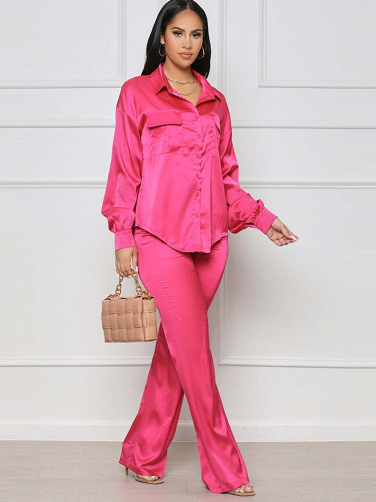 Elegant Satin Women Matching Sets "I mean business "