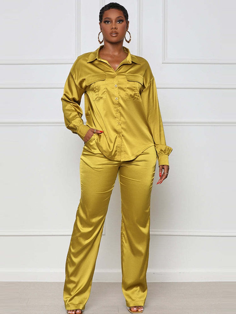 Elegant Satin Women Matching Sets "I mean business "