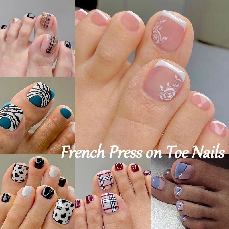 Stylish 24pcs Press on Toe Nails