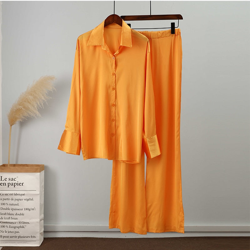 Elegant Satin Women Matching Sets "I mean business "