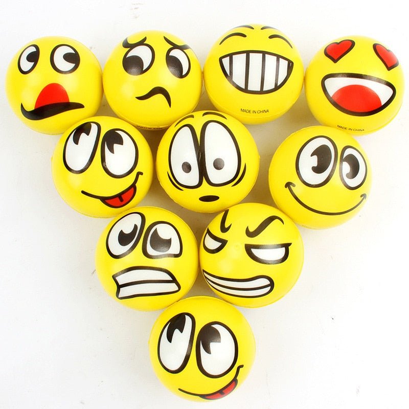 Smile face foam ball squeeze stress ball relief toy hand wrist exercise balls - 0